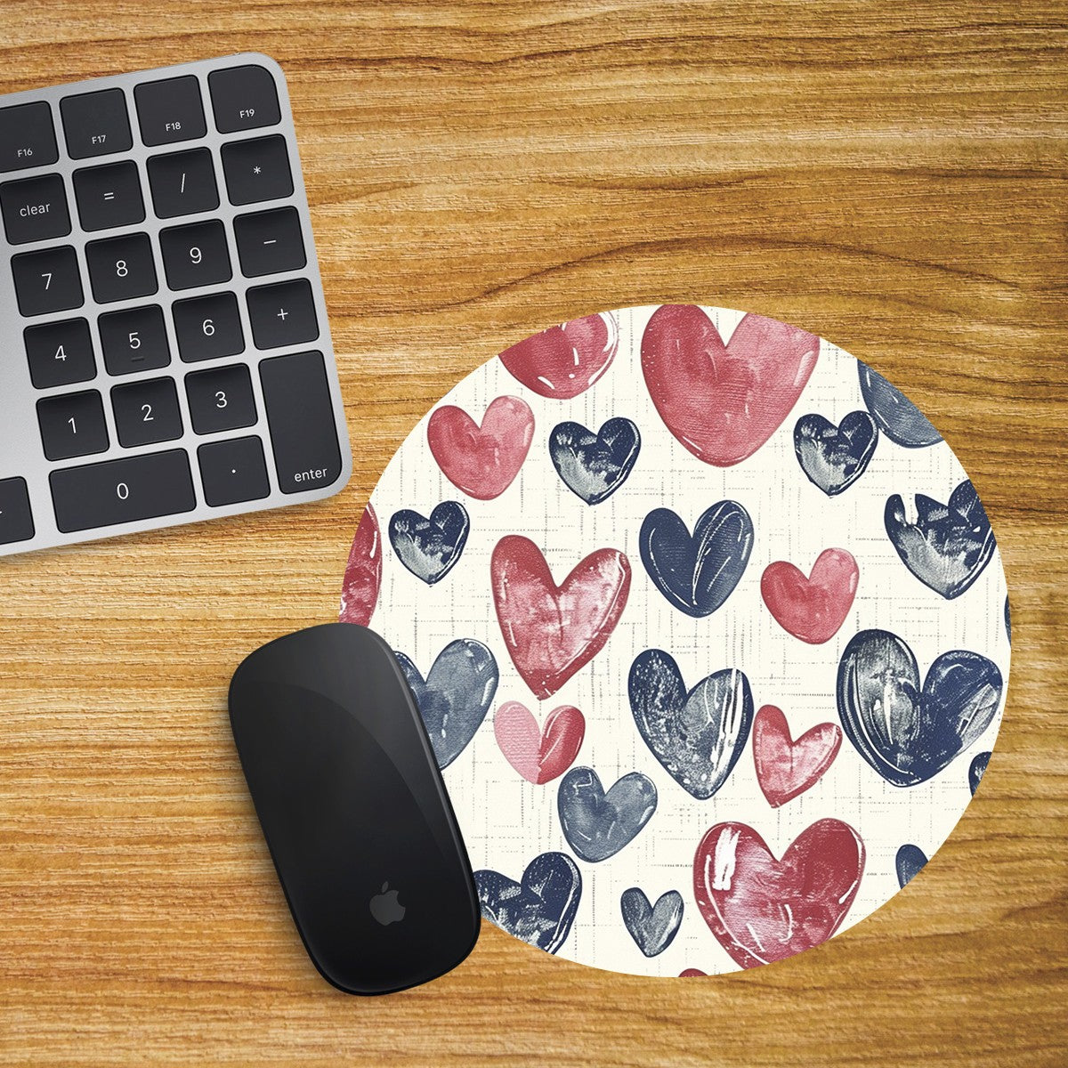 Love Heart Round Mouse Mat / Pad Laptop Desktop Computer Valentine's Day Gift 01