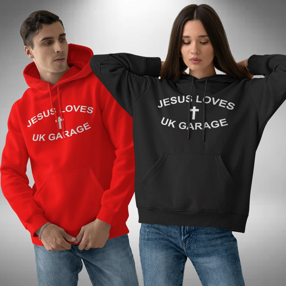 Jesus Loves UK Garage Adult Hoodie - Funny Christian Rave Music Lover