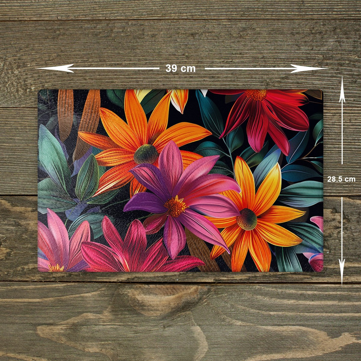 Flowers Glass Chopping Board - Cutting Board Worktop Saver Purple Orange Red A3