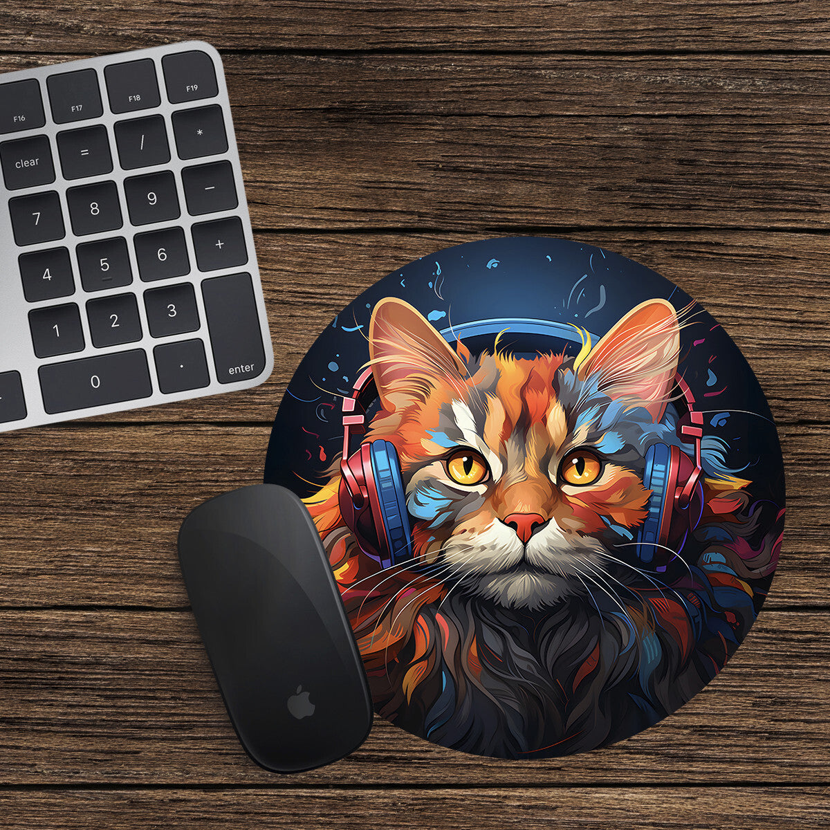 Cat Round Mouse Mat Pad Funny Computer PC Laptop Gift Gaming