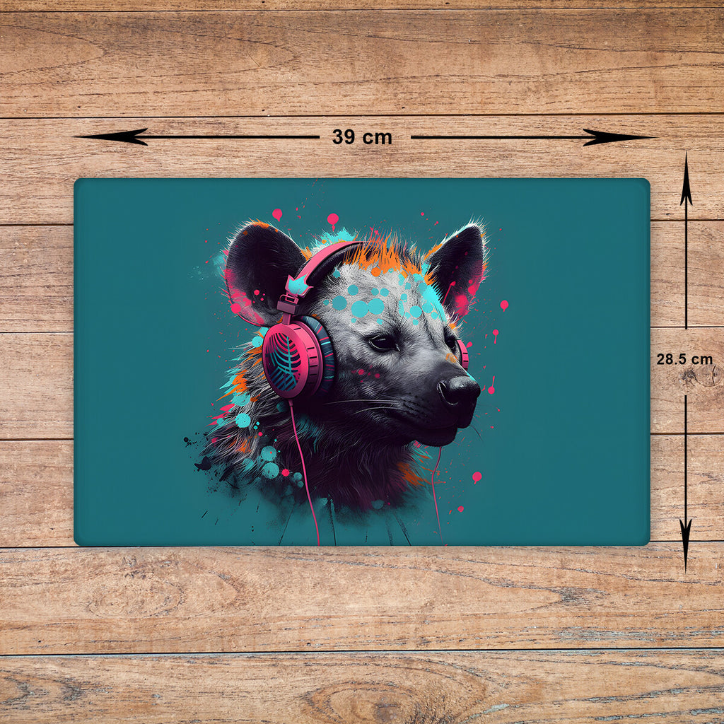Hyena Chopping Board Glass - Animal Cutting Board Worktop Saver Large A3 Size