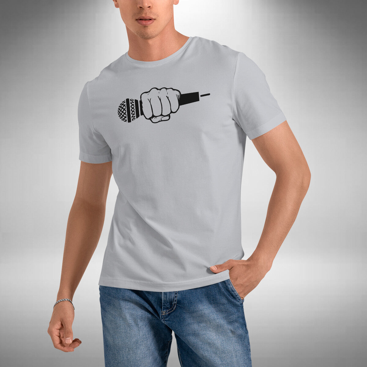 Hand Hold Microphone T-Shirt Dj Clubbing Dance Rave Music Lover MC Small to 5XL