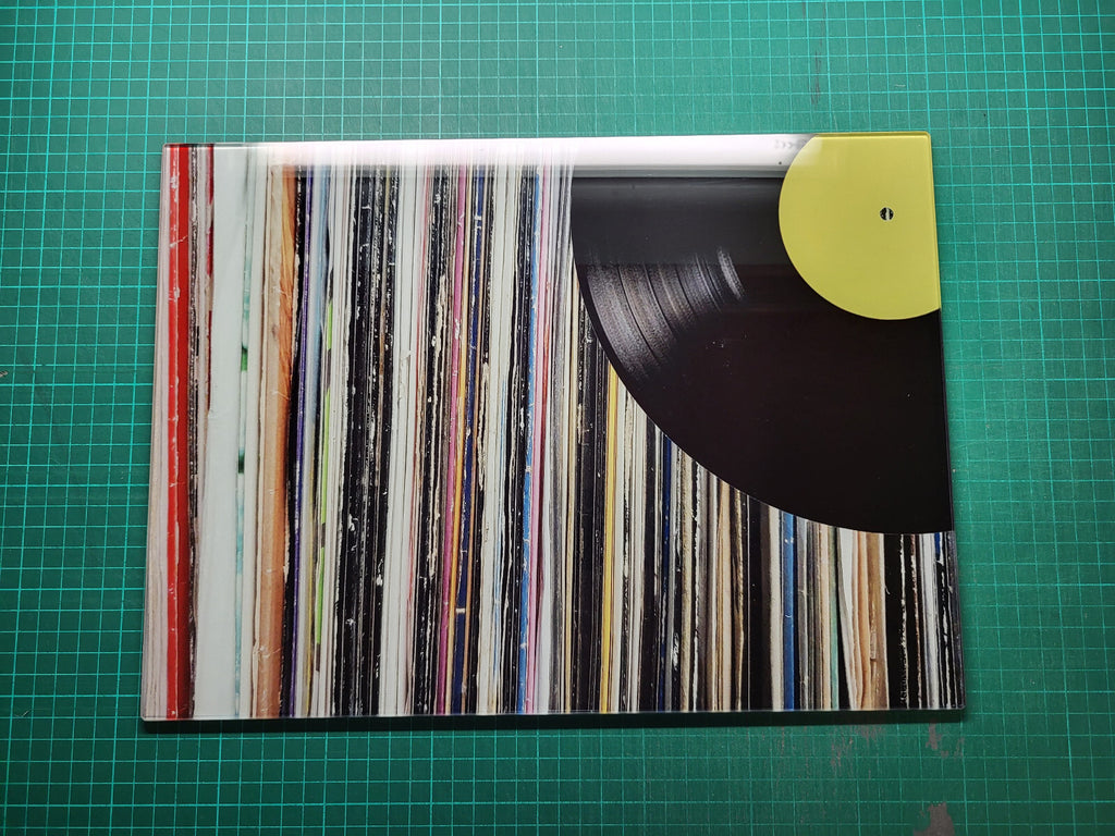 Vinyl Record Glass Chopping Board - Cutting Board Worktop Saver DJ A3 Size