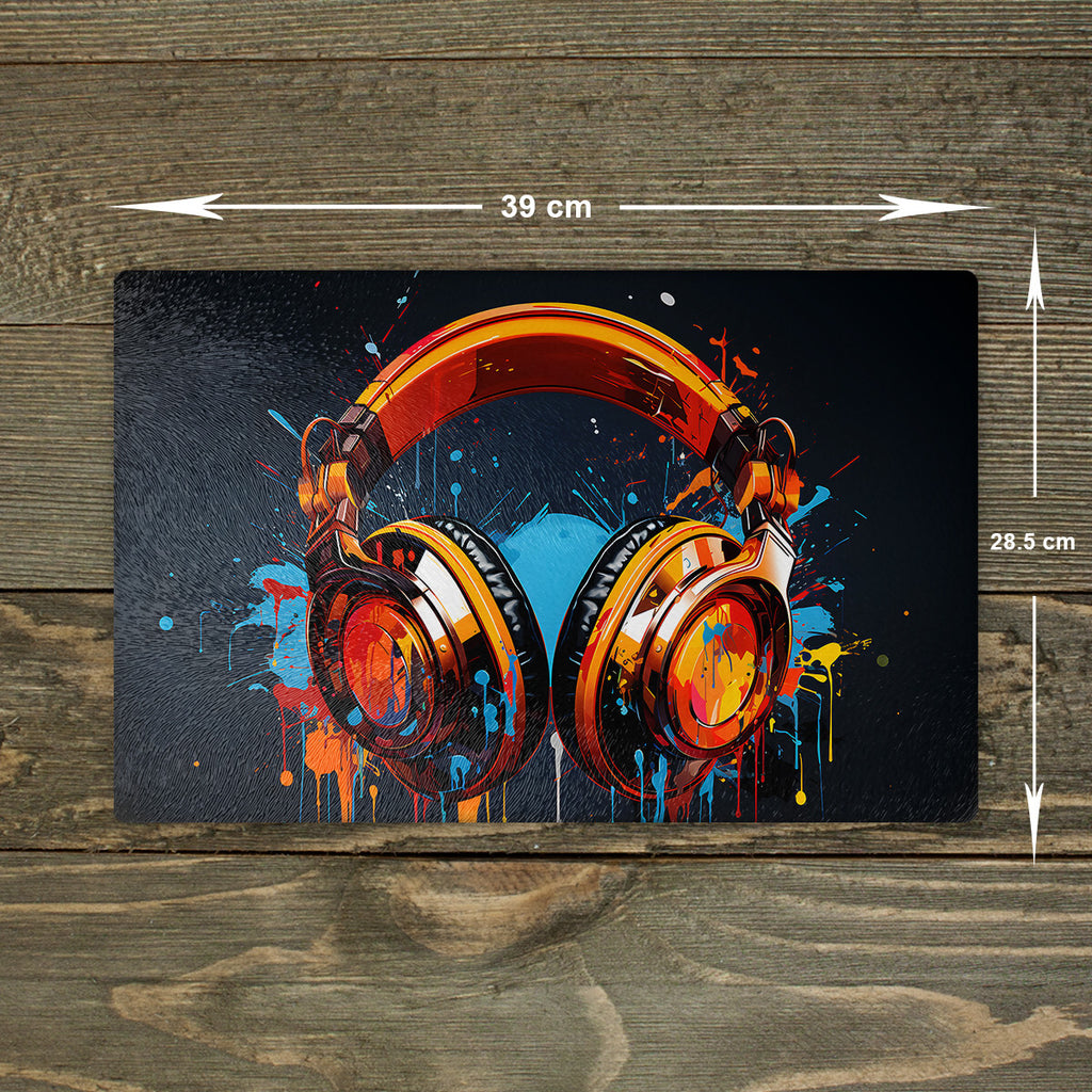Headphones Chopping Board Glass Cutting Board Kitchen Worktop Saver A3 Size