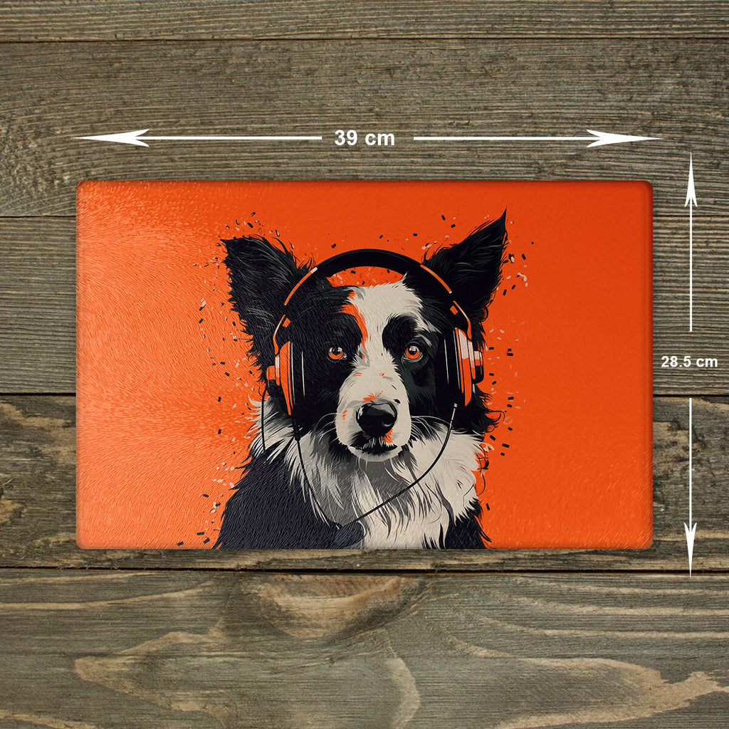 Border Collie Chopping Board Glass - Cutting Board Kitchen Worktop Saver Size A3