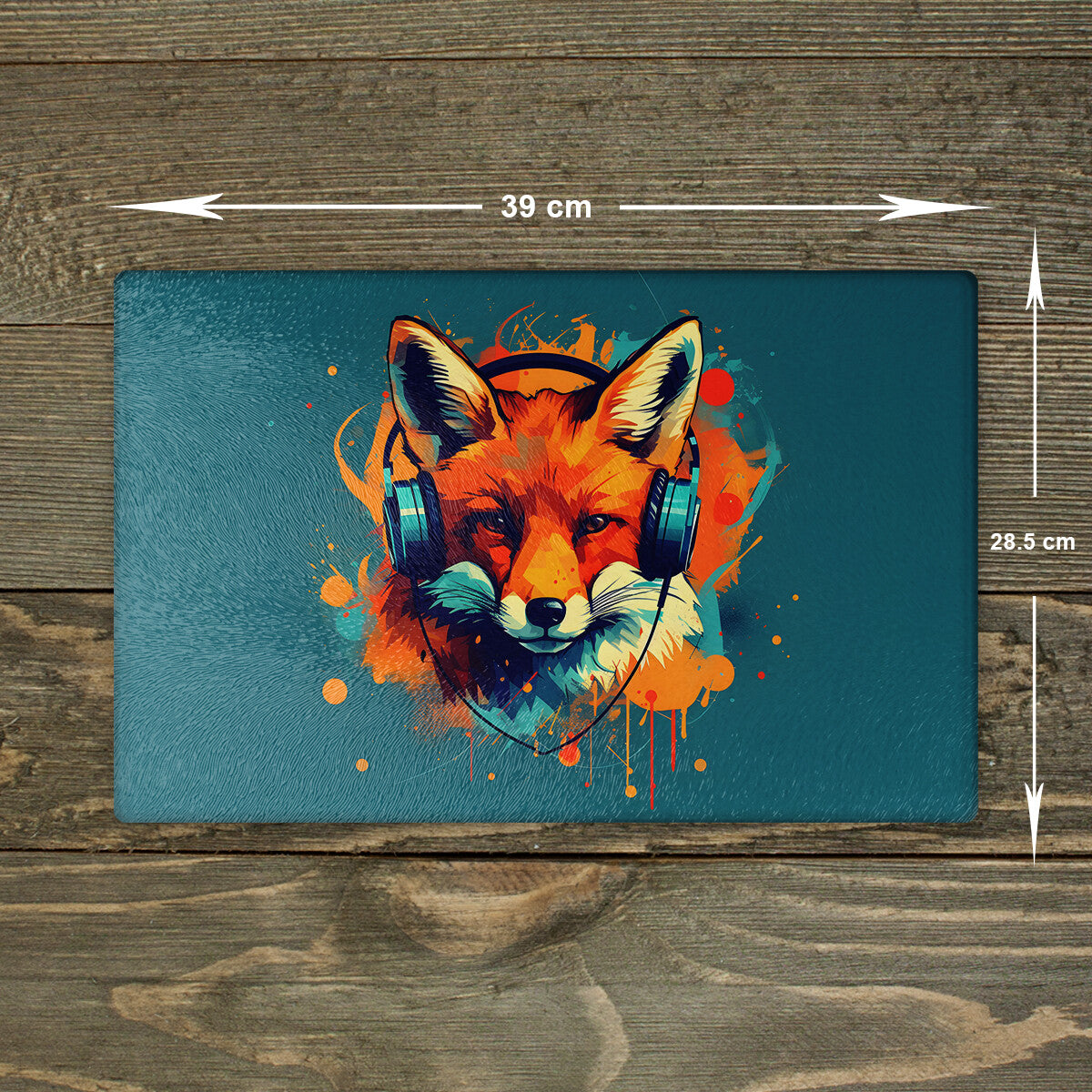 Fox Chopping Board Glass - Cutting Board Kitchen Worktop Saver Large A3 Size