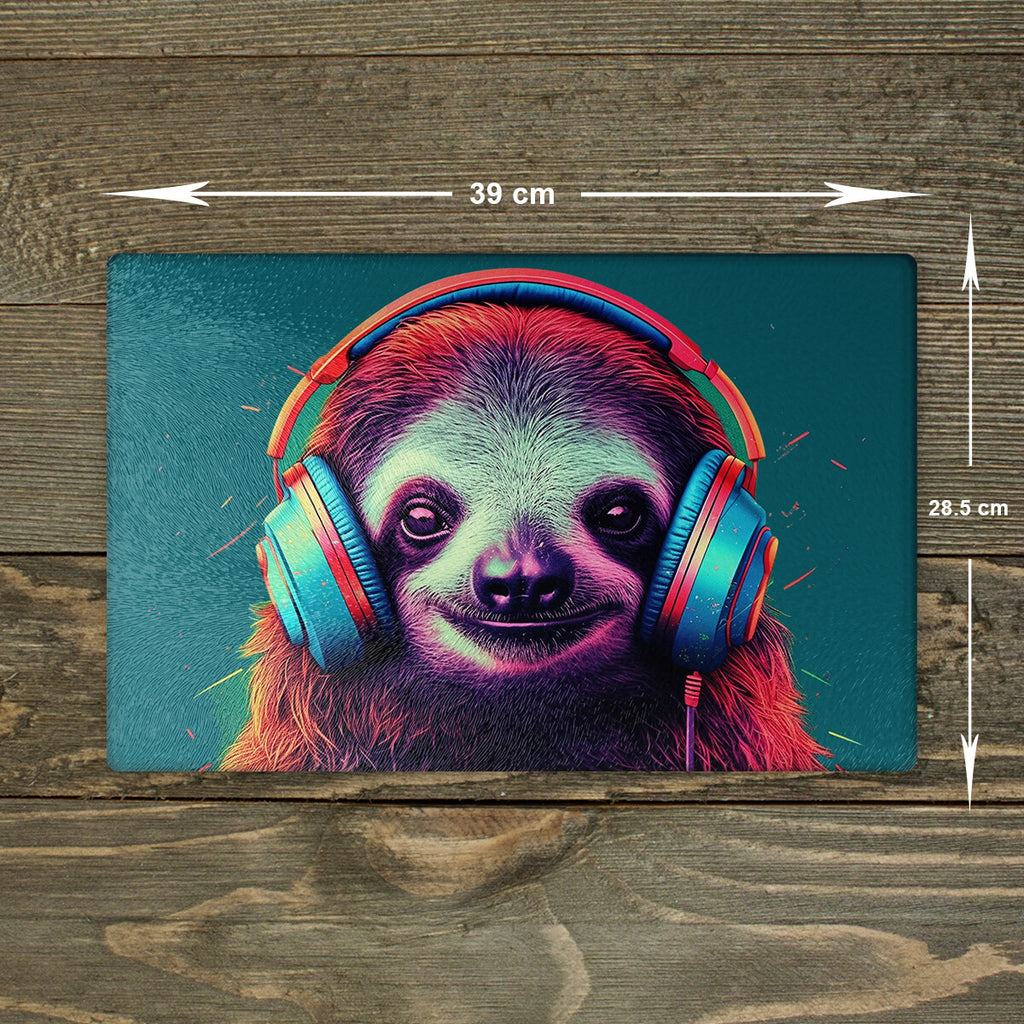 Sloth Glass Chopping Board - Cutting Board Worktop Saver Large A3 Size