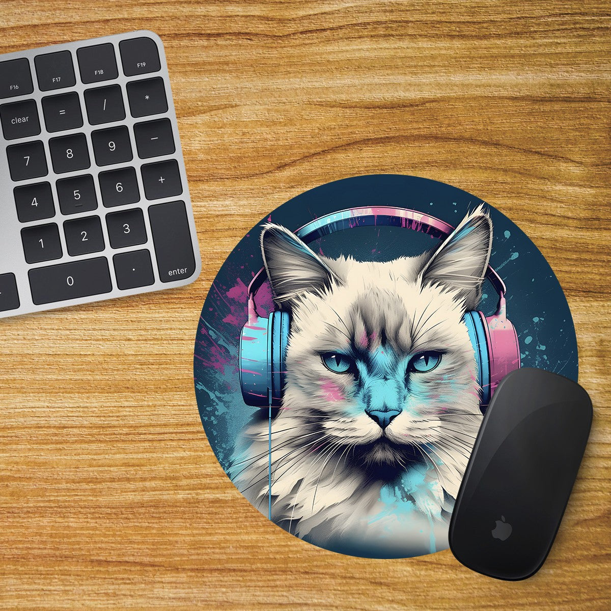 Ragdoll Round Mouse Mat Pad Computer PC Laptop Gaming DJ Headphones Cat