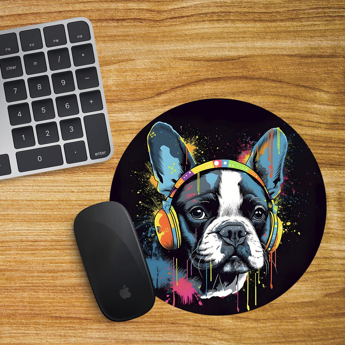 Boston Terrier Round Mouse Mat Pad Funny Computer PC Laptop Gift Gaming