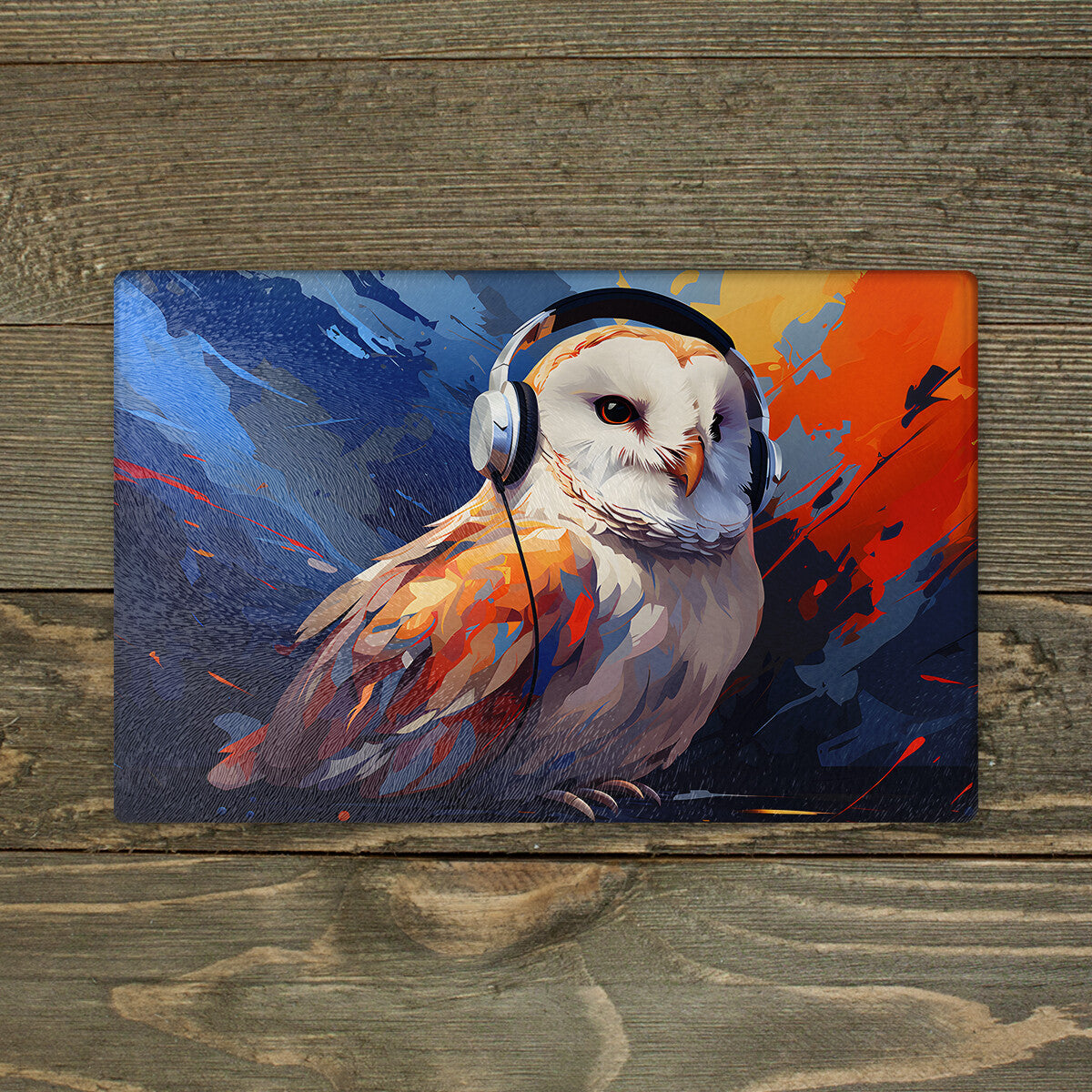 Owl Chopping Board Glass - Cutting Board Kitchen Worktop Saver Large A3 Size
