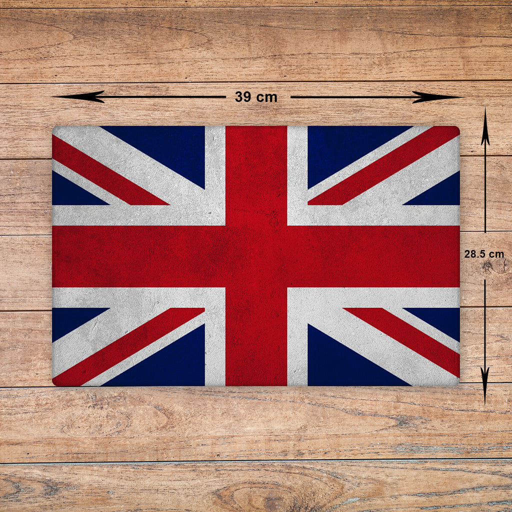 Union Jack Glass Chopping Board - Cutting Board Worktop Saver England A3 Size