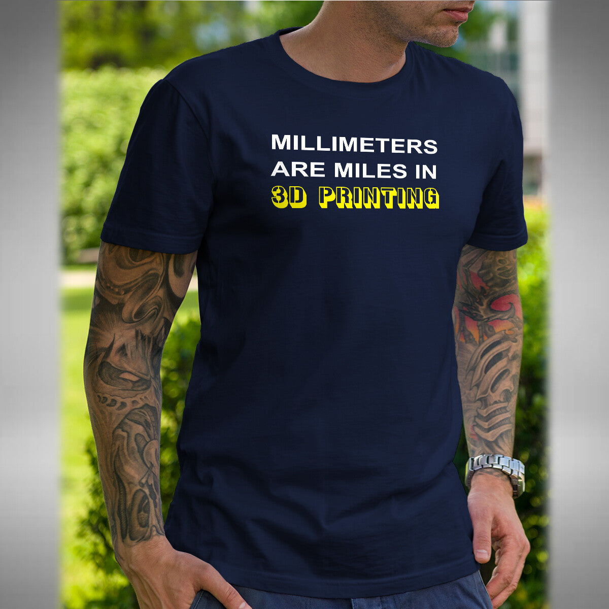 Millimeters Are Miles In 3D Printing Mens T-Shirt Filament 3D Model Small to 5XL