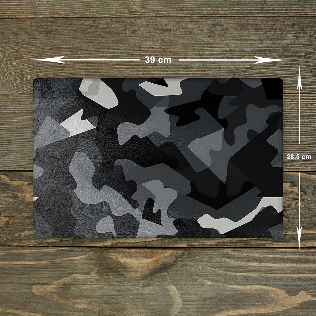 Camouflage Glass Chopping Board - Cutting Board Worktop Saver Grey and Black A3