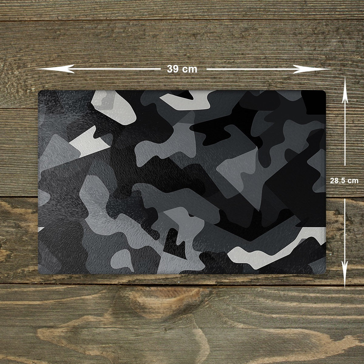 Camouflage Glass Chopping Board - Cutting Board Worktop Saver Grey and Black A3