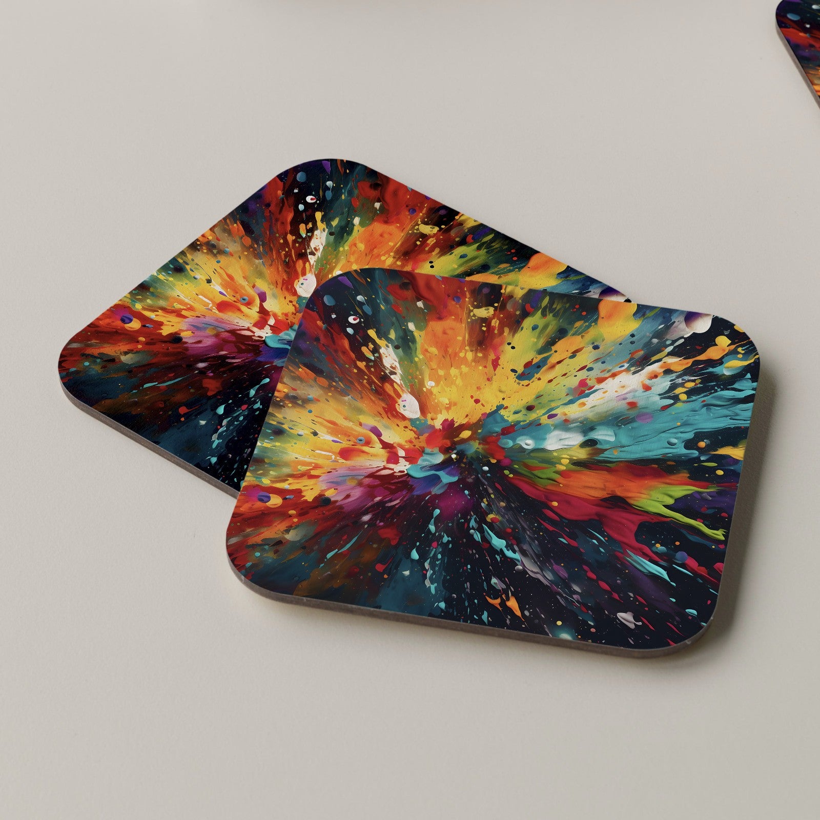 Paint Splatter Coaster Drinks Mats Tea Coffee Abstract Vibrant Colour Burst