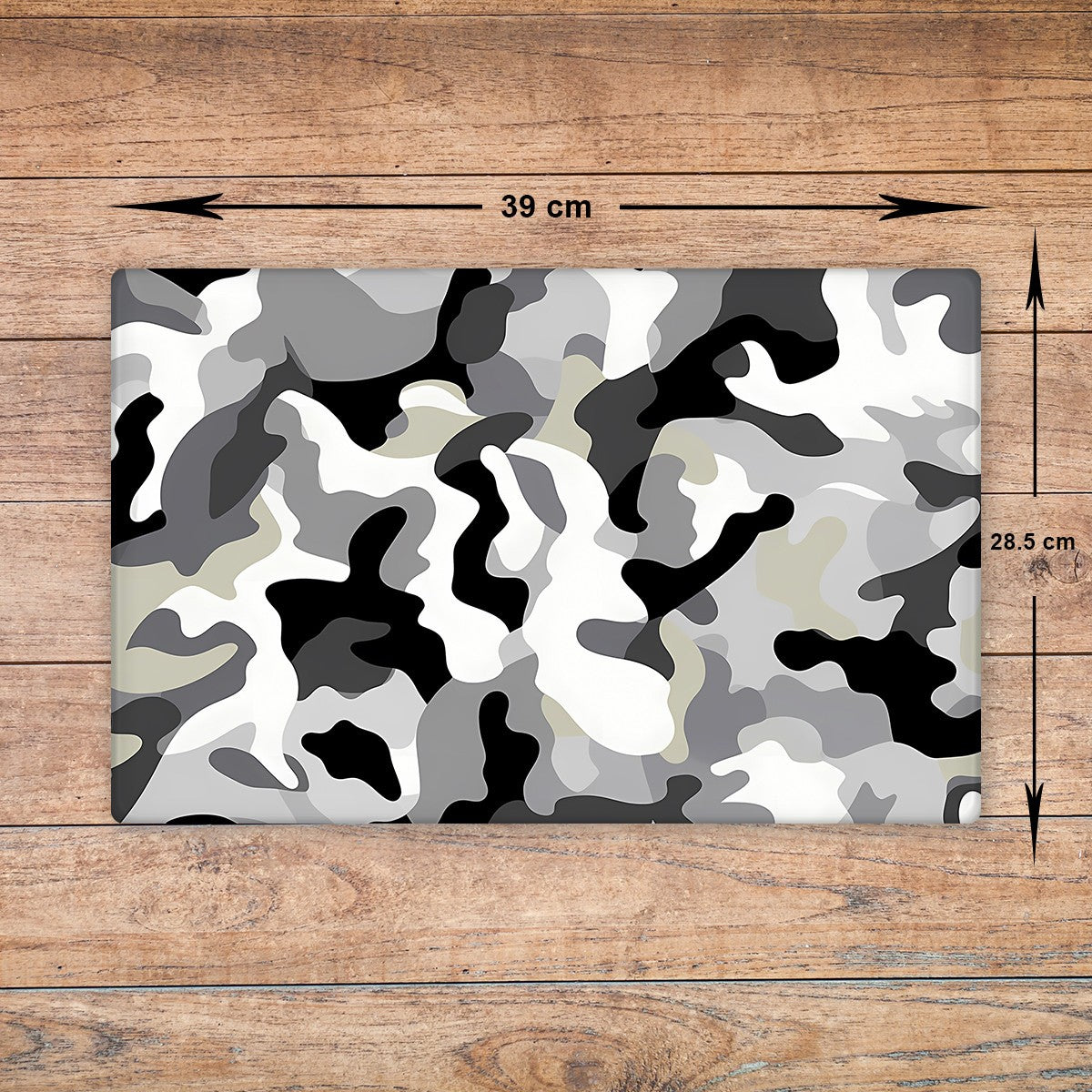 Camouflage Glass Chopping Board - Cutting Board Worktop Saver Grey White Size A3