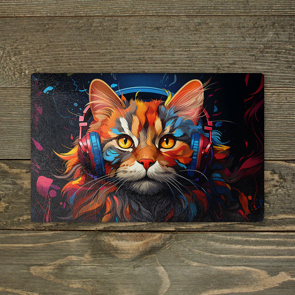 Cat Chopping Board Glass - Cutting Board Kitchen Worktop Saver Large A3 Size