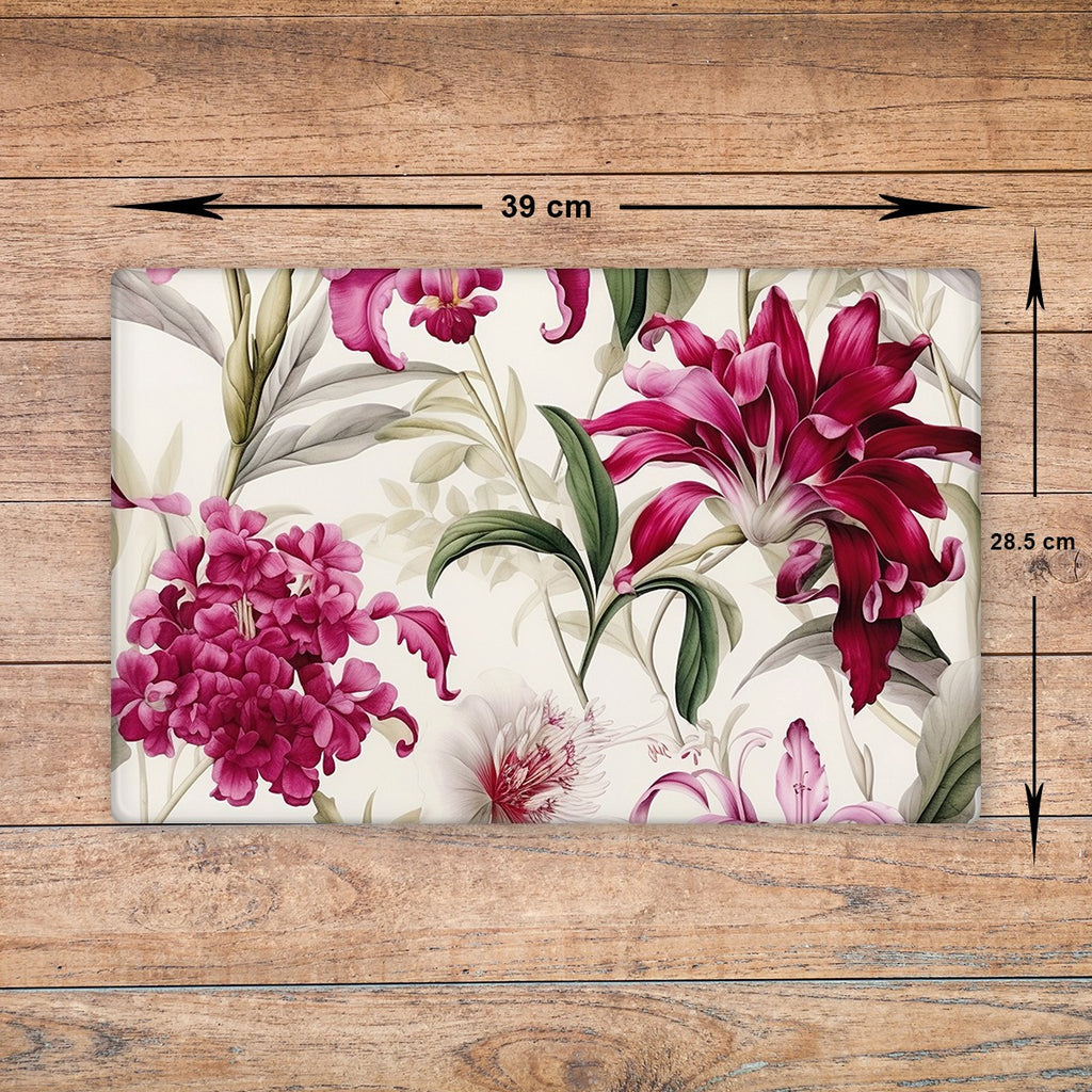 Flowers Glass Chopping Board - Cutting Board Worktop Saver Pink White Green A3