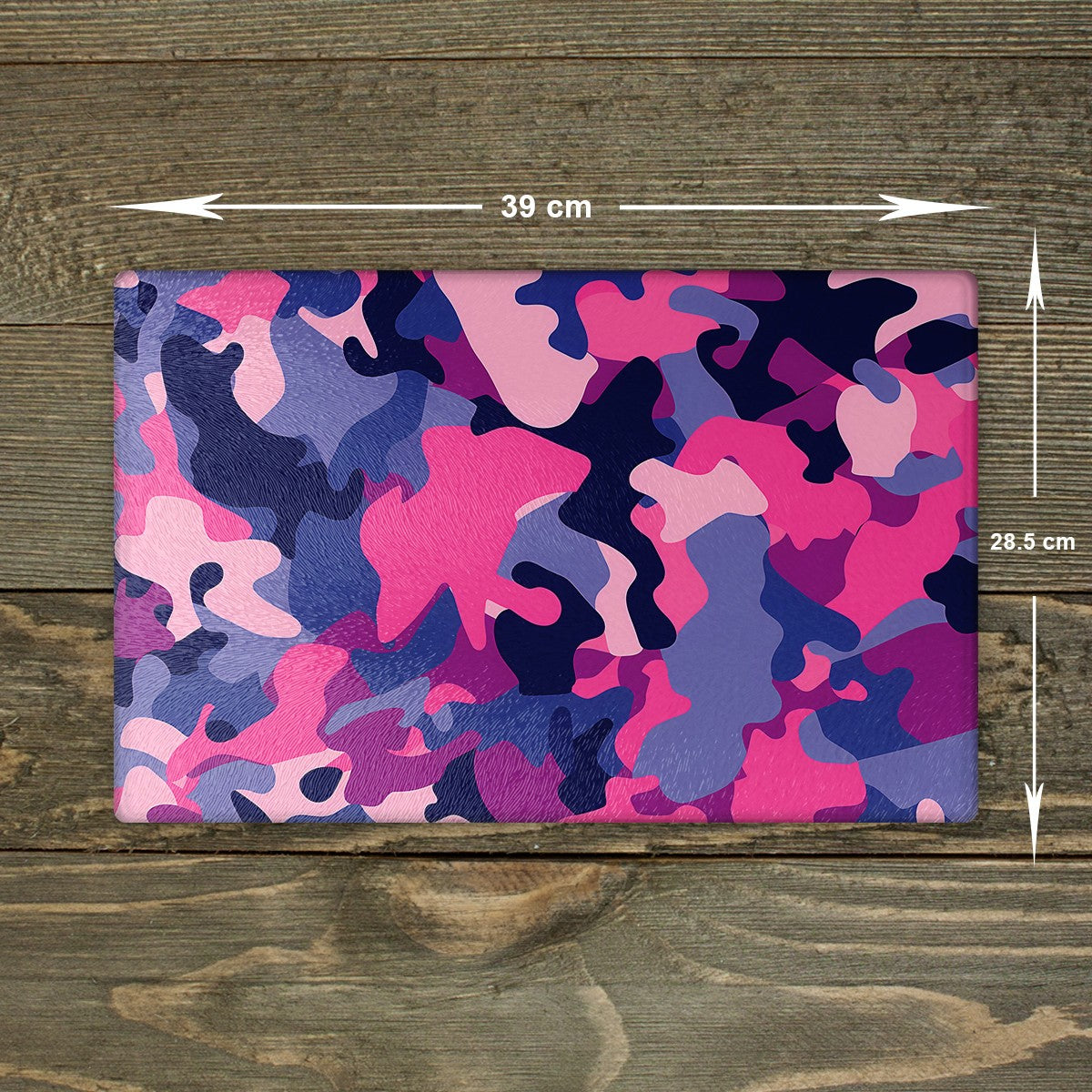 Camouflage Glass Chopping Board - Cutting Board Worktop Saver Pink and Blue A3