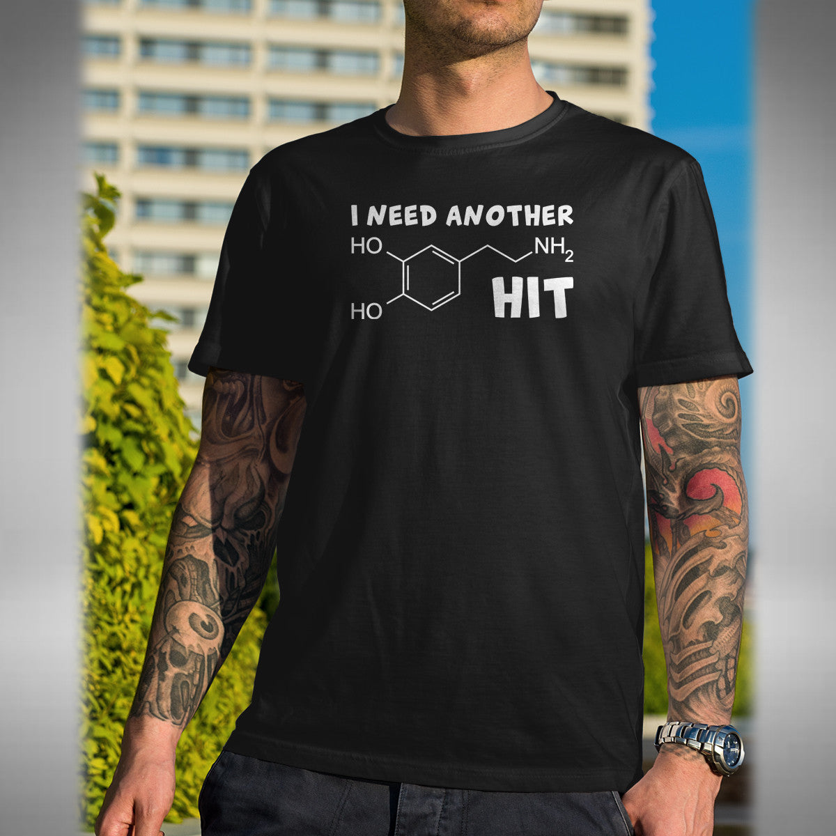 Dopamine Hit Mens T-Shirt Funny Addicted Social Media Like Hooked Brain Chemical