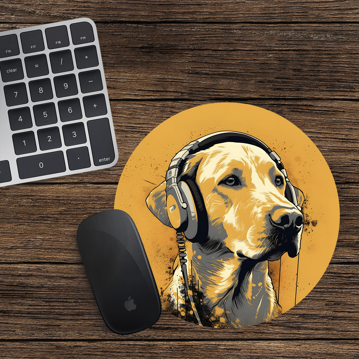 Golden Labrador Round Mouse Mat Pad Funny Computer PC Laptop Gaming DJ Dog