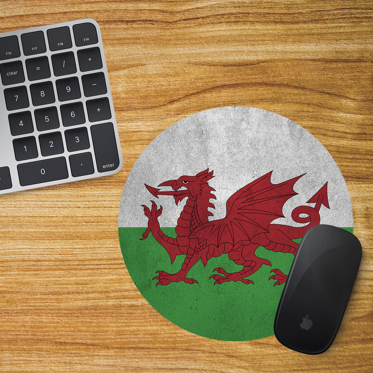 Wales Round Mouse Mat / Pad Welsh Flag