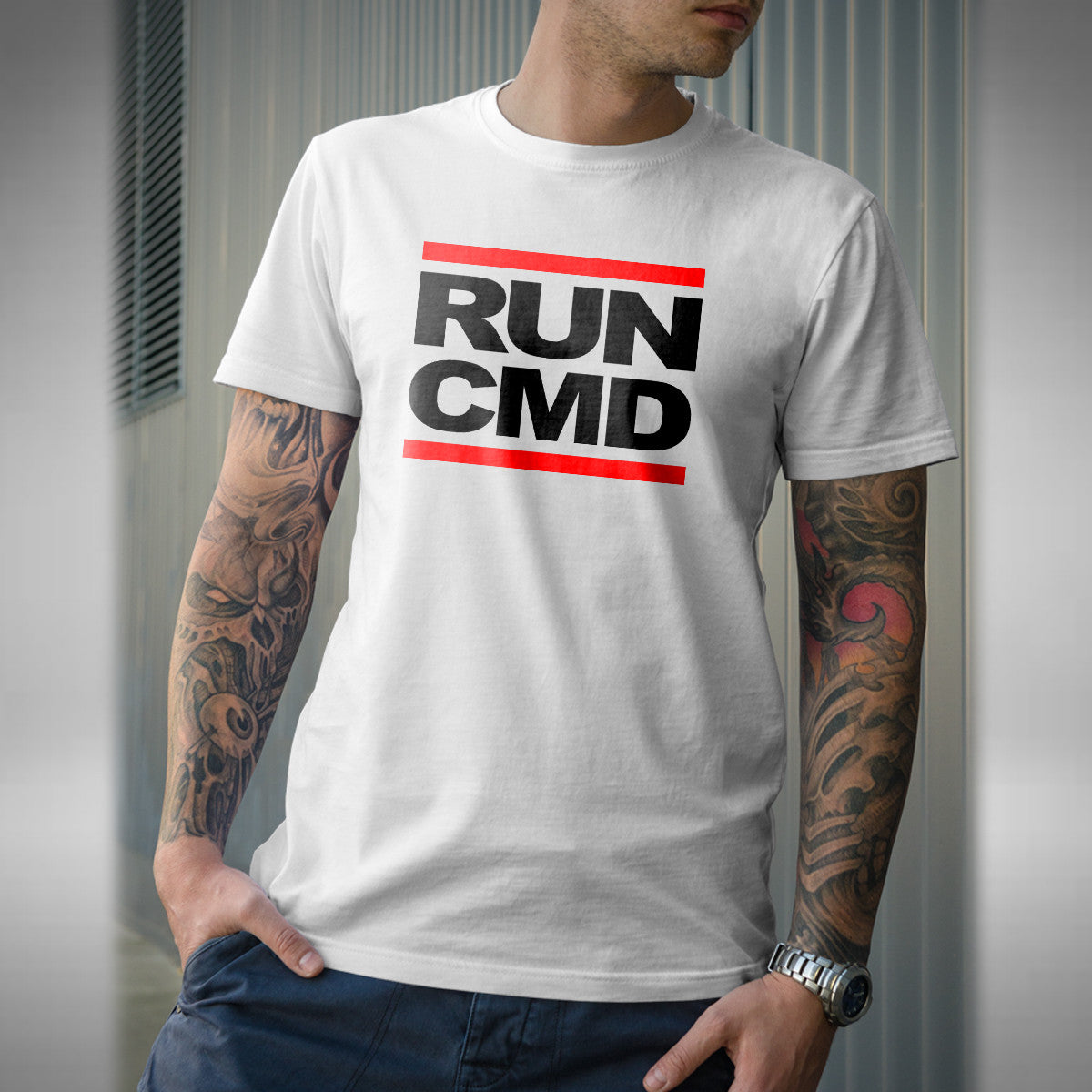 RUN CMD Men's T-Shirt Funny Humour Office Computer Programmer Geek Nerd