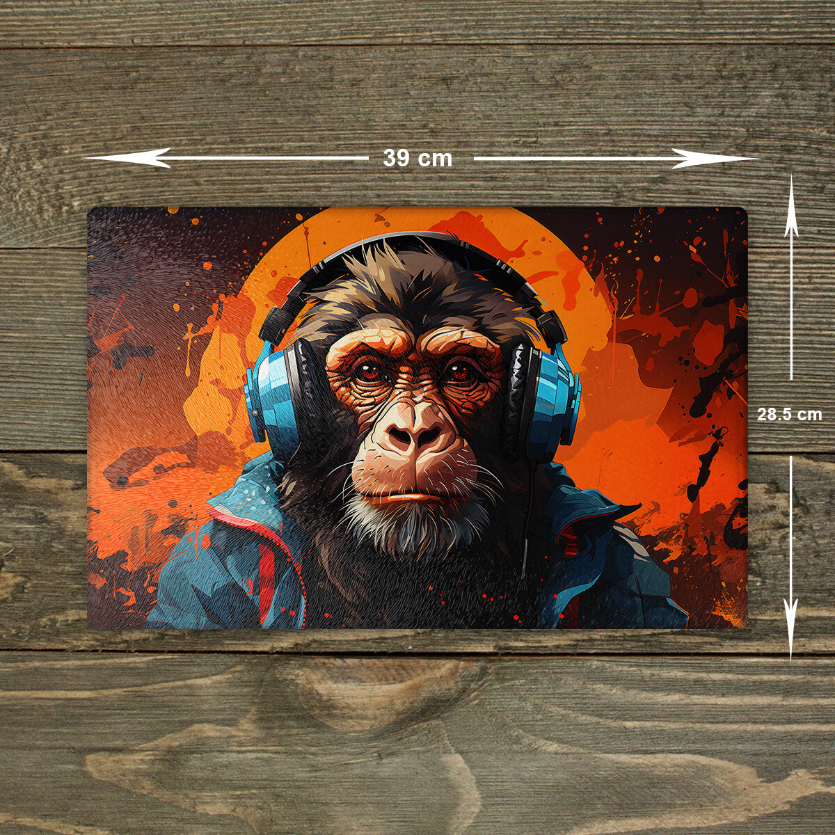 Chimpanzee Chopping Board Glass - Cutting Board Worktop Saver Primate Size A3