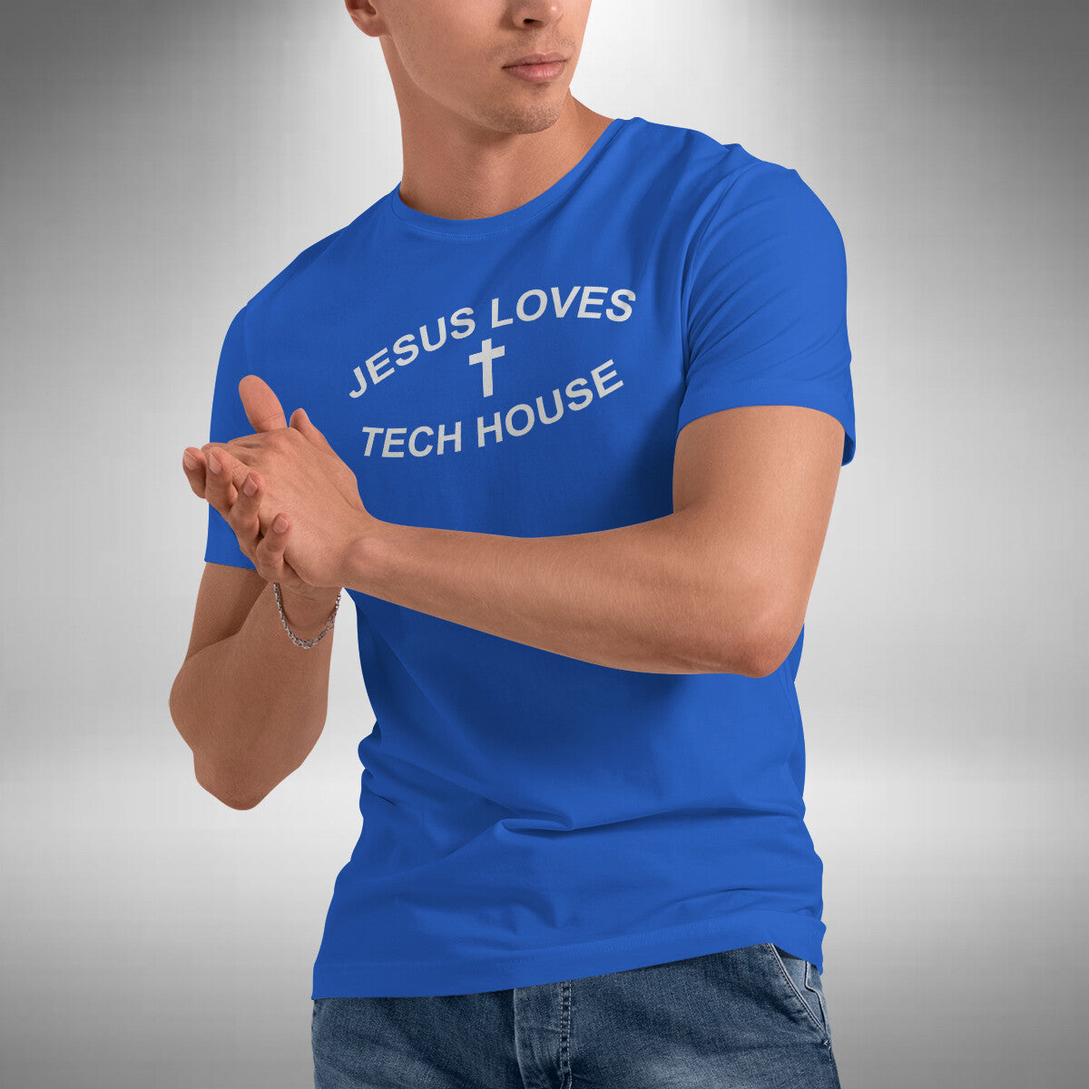 Tech House T-Shirt Funny Jesus Loves  Christian Rave Music Lover Small to 5XL