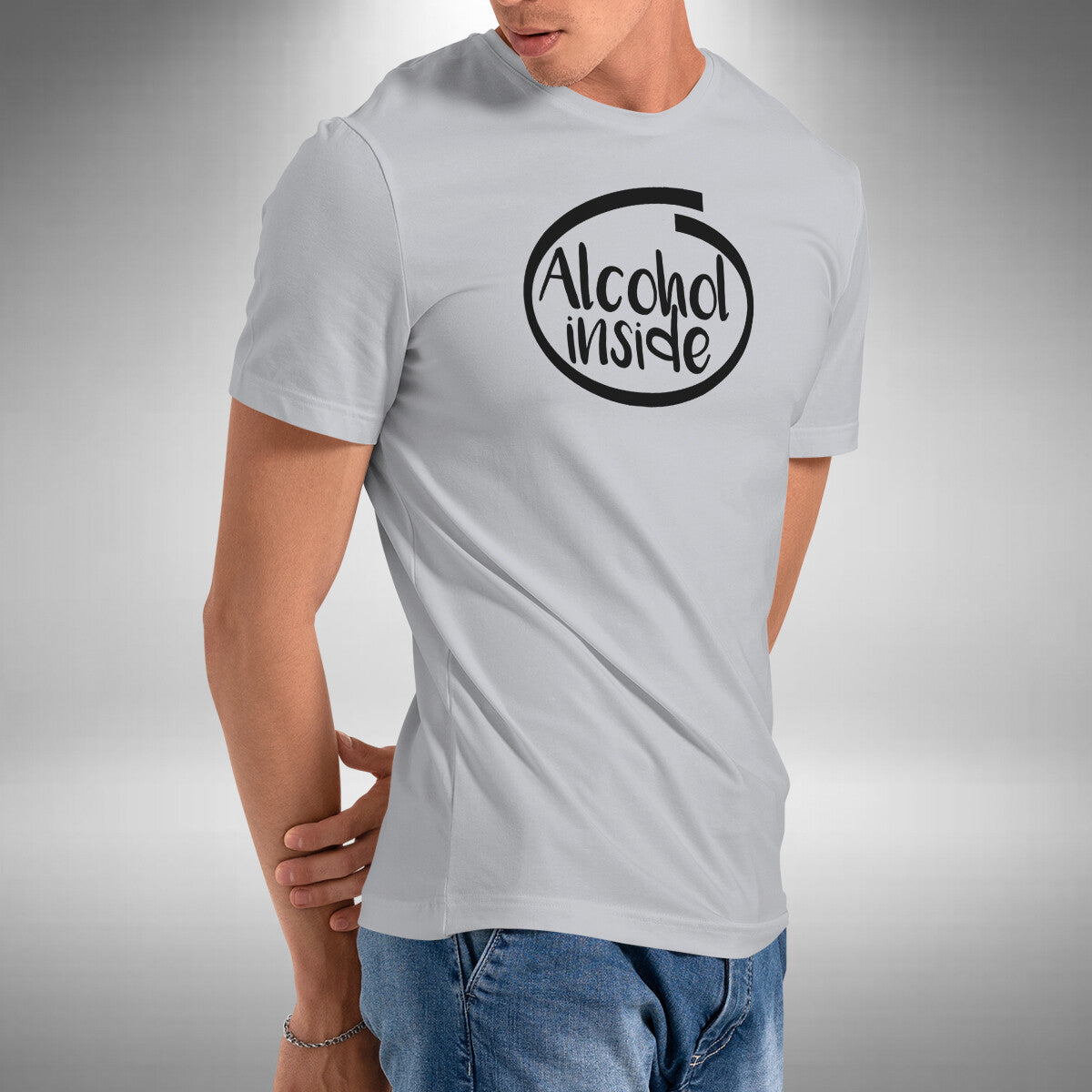 Alcohol Inside T-Shirt Funny Drinking Pub Club Hen Stag Lads Holiday Xmas Party