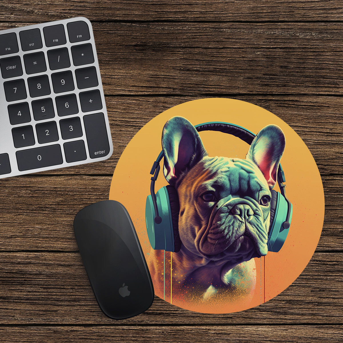 French Bulldog Round Mouse Mat Pad Funny Computer PC Laptop Gaming DJ Dog