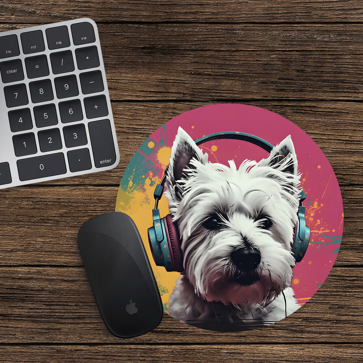 West Highland Terrier Round Mouse Mat Pad Funny Computer PC Laptop Gift Gaming