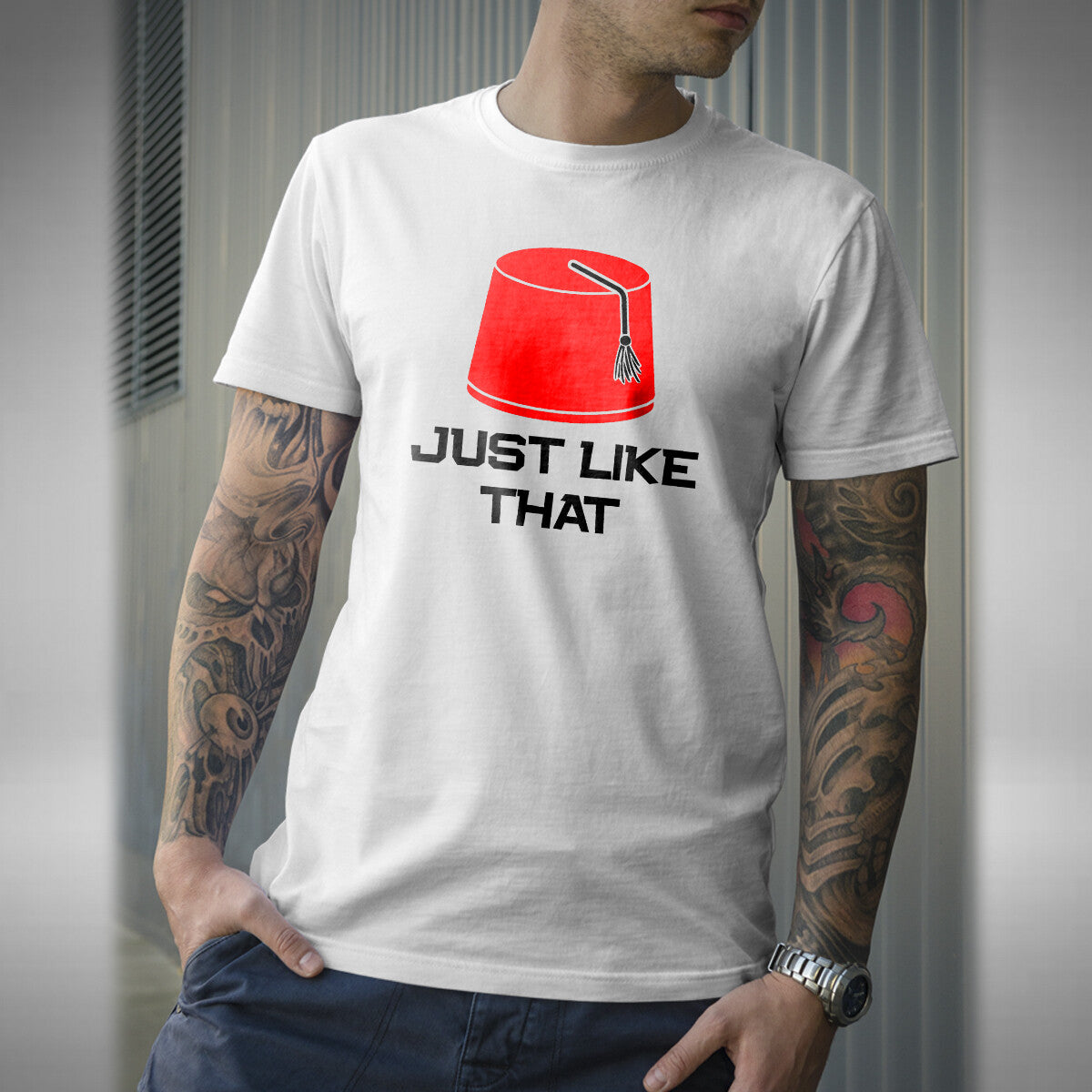 Just Like That T-Shirt - Funny Tommy Cooper Inspired Magician Fez Hat