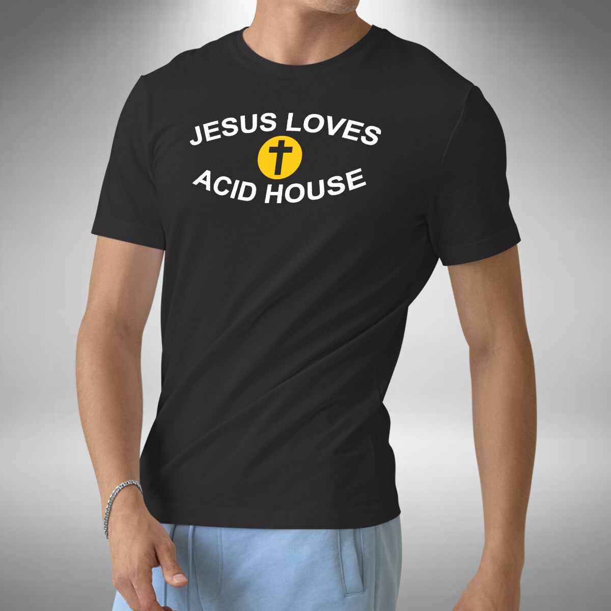 Jesus Loves Acid House Men's T-Shirt Funny Christian Music Lover Small to 5XL