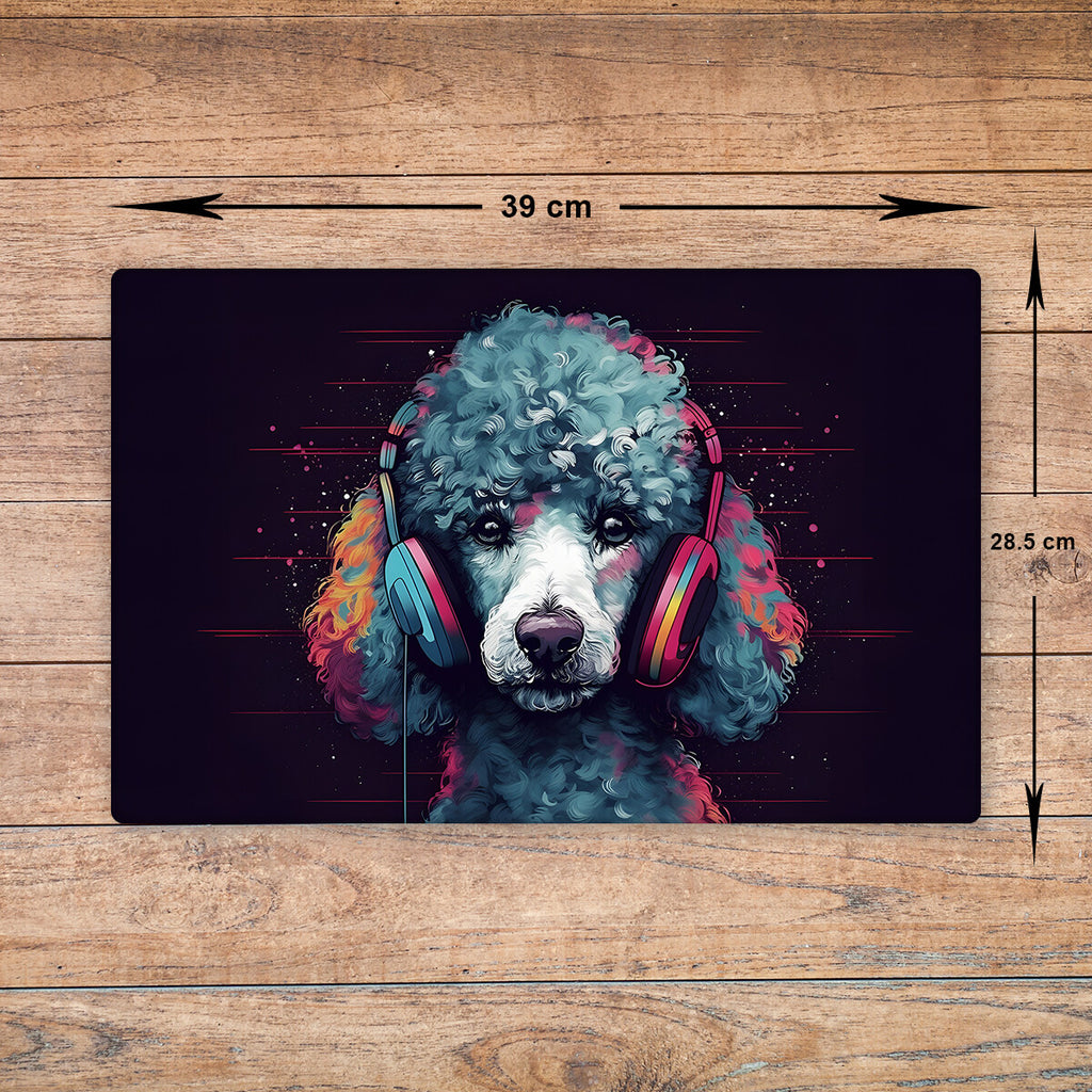 Poodle Chopping Board Glass - Cutting Board Kitchen Worktop Saver Size A3