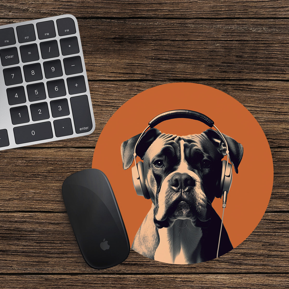 Boxer Dog Round Mouse Mat Pad Funny Computer PC Laptop Gift Gaming