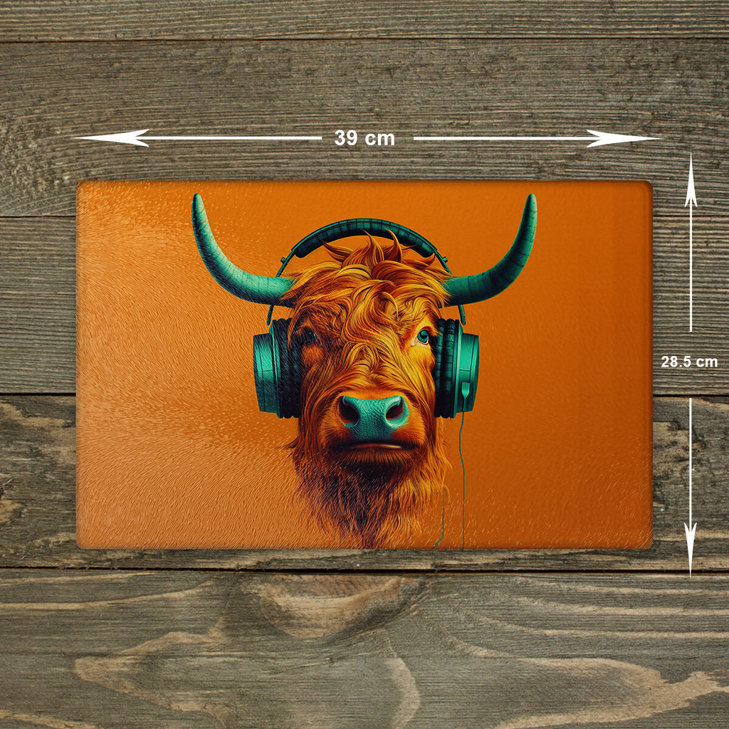 Highland Cattle Chopping Board Glass Cutting Board Worktop Saver Large A3 Size