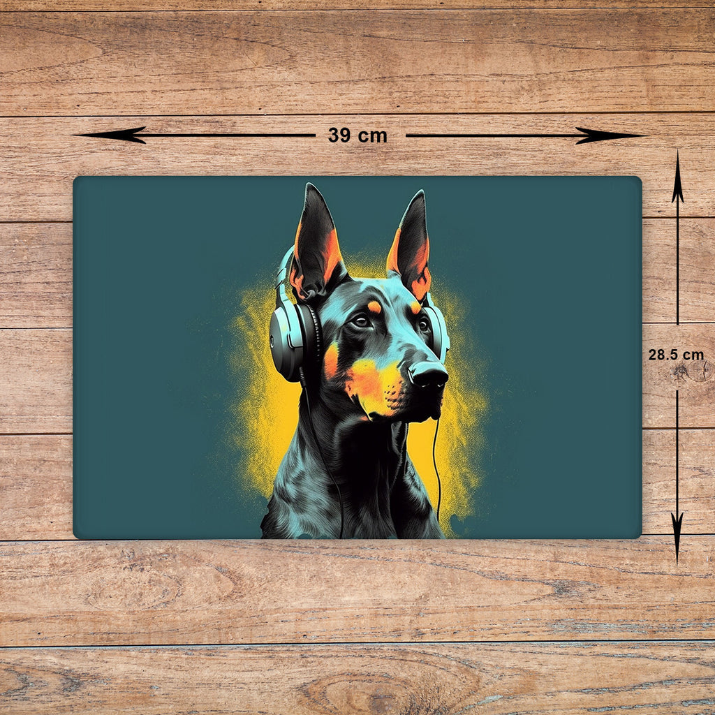 Dobermann Chopping Board Glass Dog Cutting Board Kitchen Worktop Saver Large A3