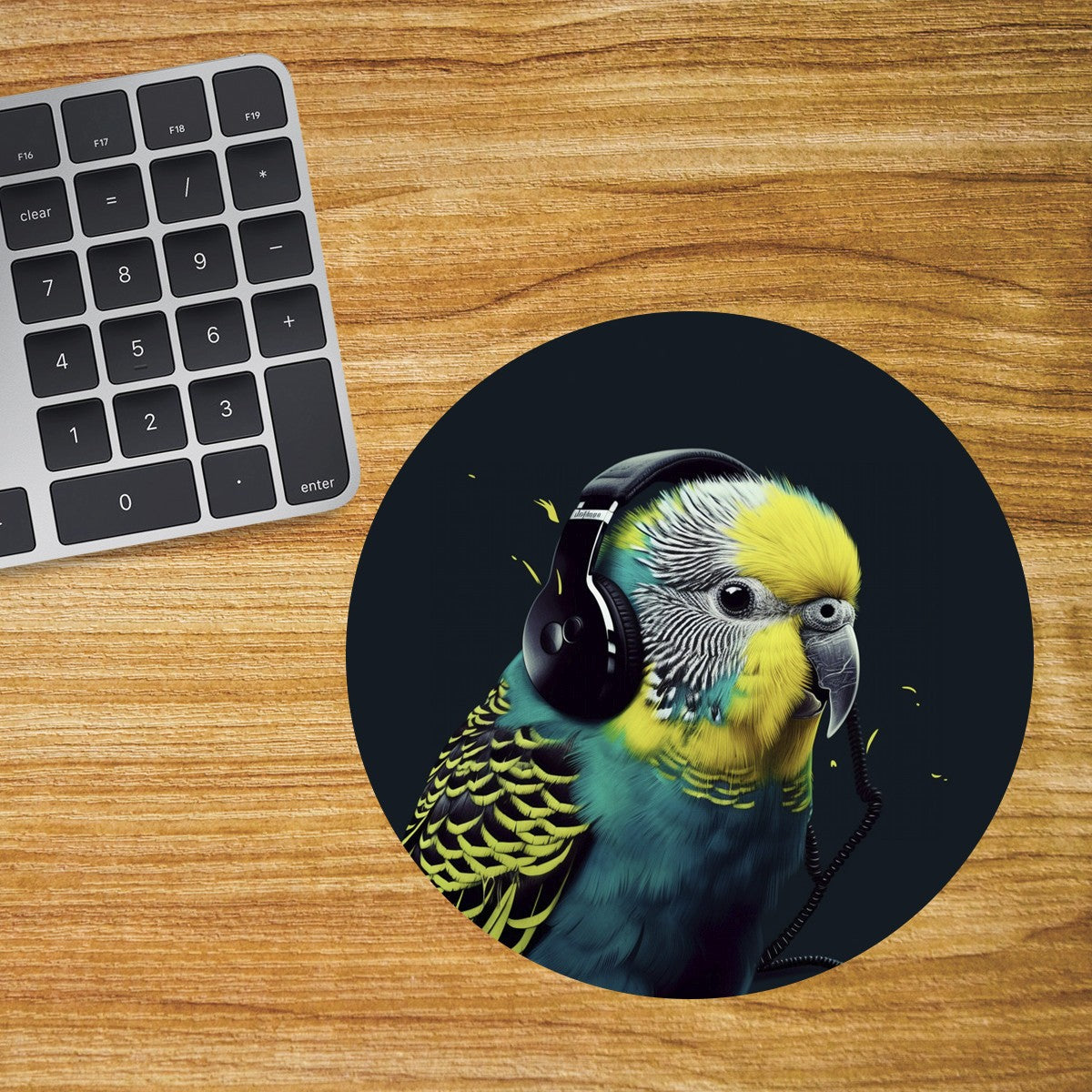 Budgerigar Round Mouse Mat Pad Funny Computer PC Laptop DJ Headphones Budgie