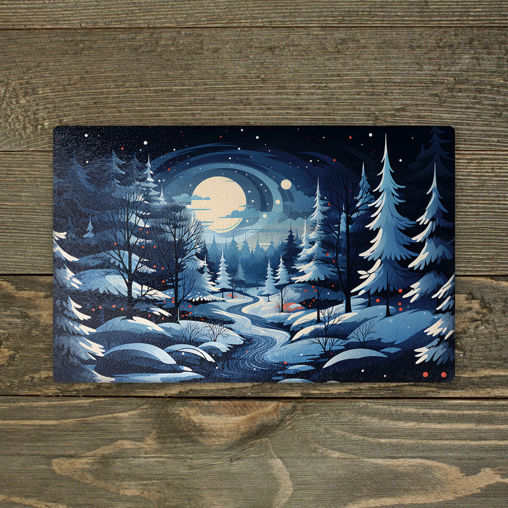 Snow Scene Chopping Board Glass - Cutting Board Kitchen Christmas Worktop Saver