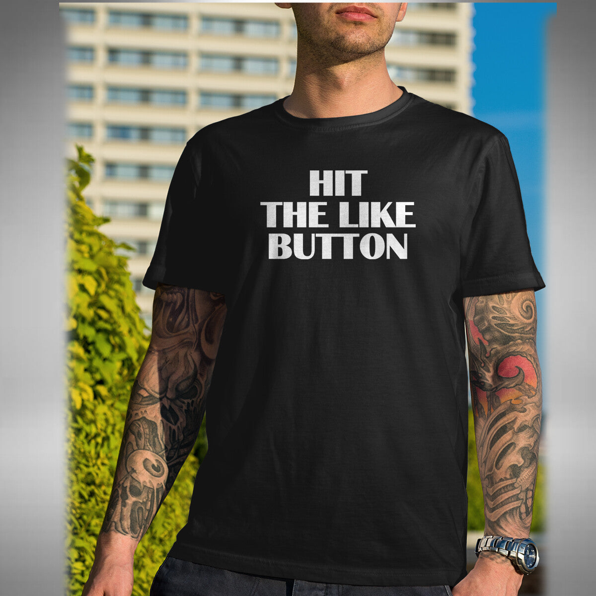 Hit The Like Button Mens T-Shirt Funny Social Media