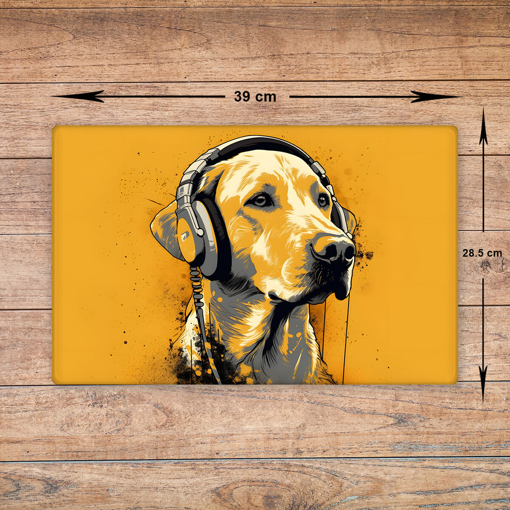 Golden Labrador Chopping Board Glass - Cutting Board Worktop Saver Size A3