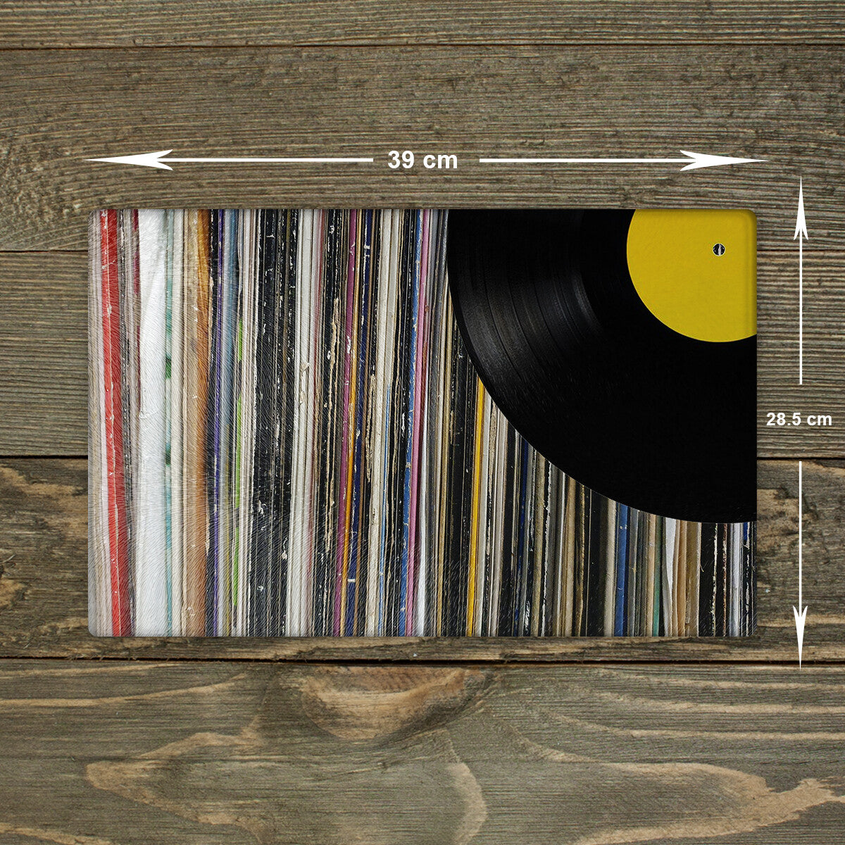 Vinyl Record Glass Chopping Board - Cutting Board Worktop Saver DJ A3 Size