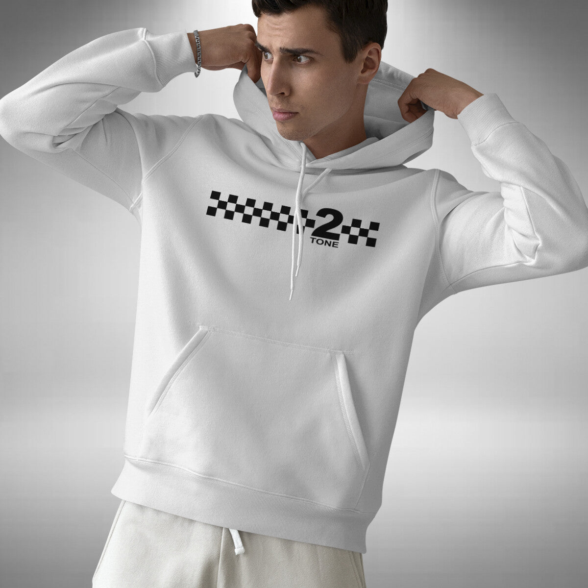 2 Tone Adult Hoodie - Two Tone Ska Punk Rock Rocksteady The Specials Northern Soul