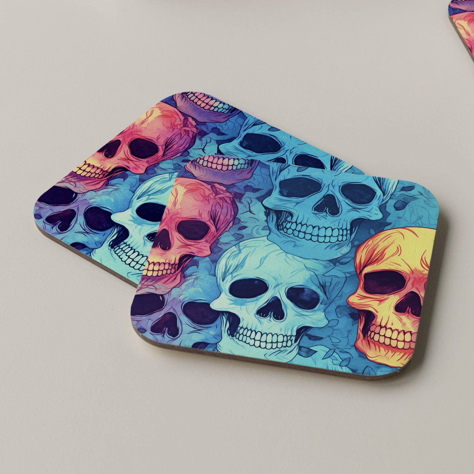 Skull Coaster Drinks Mats Tea Coffee Music DJ Producer Headphones Blue orange