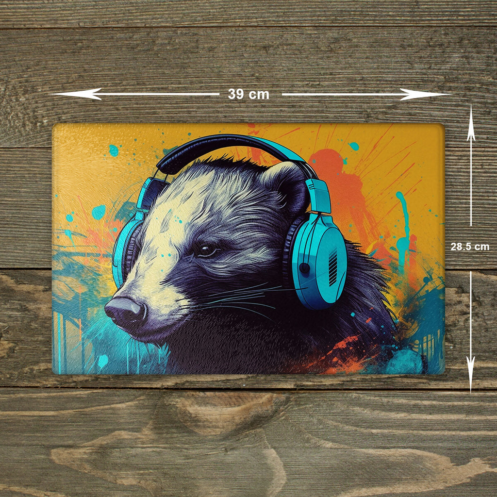 Honey Badger Glass Chopping Board - Cutting Board Kitchen Worktop Saver Size A3