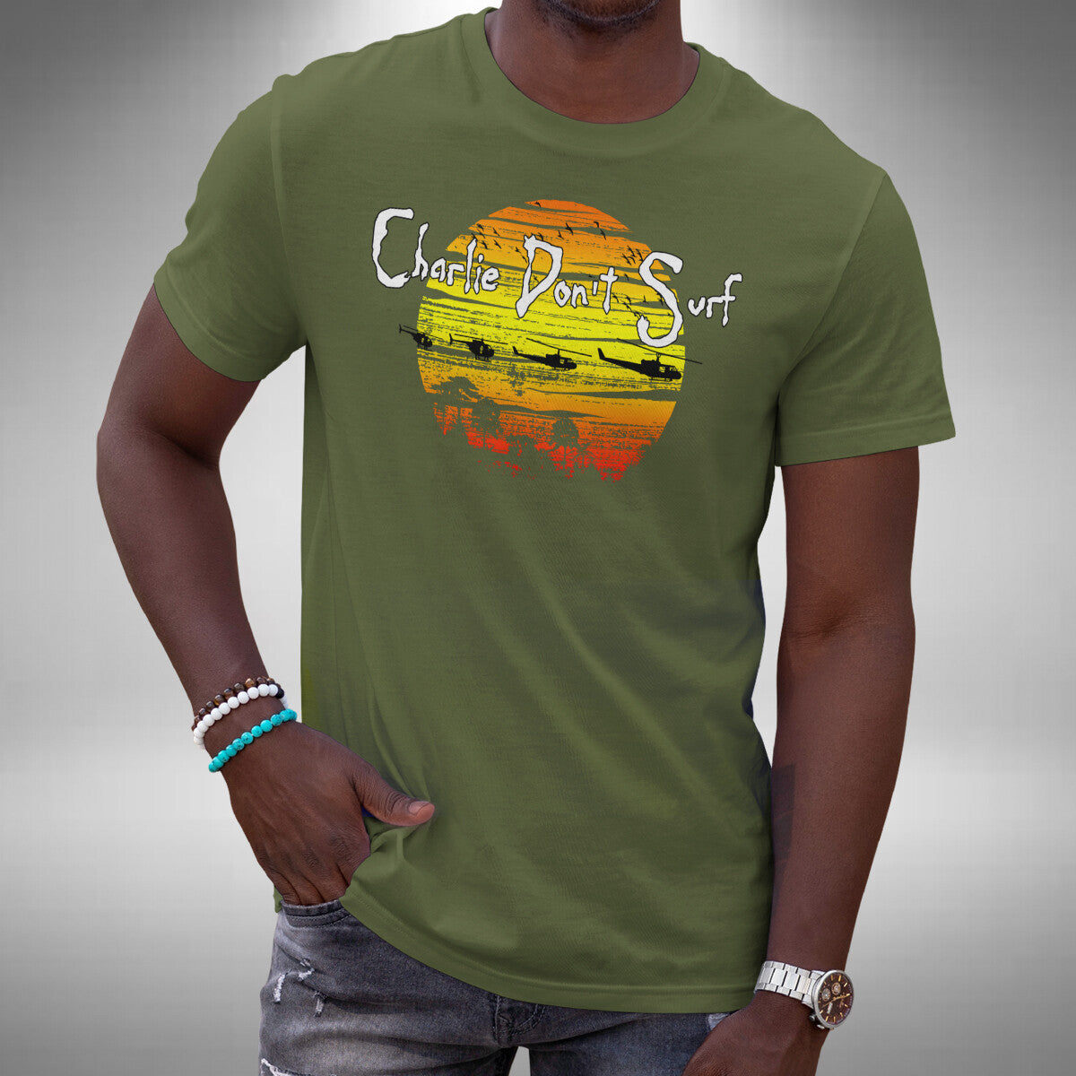 Charlie Don't Surf T-Shirt Apocalypse Now Inspired Classic Movie Small to 5XL