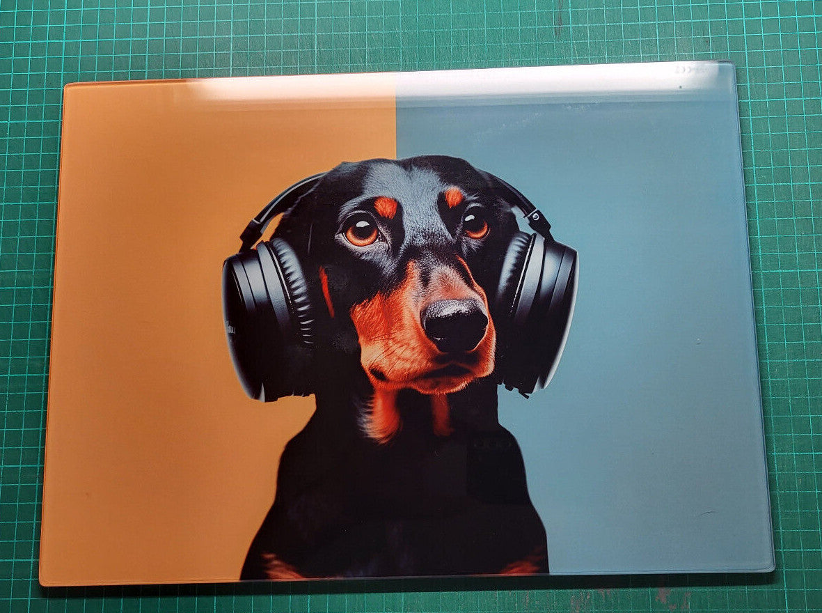 Dachshund Glass Chopping Board - Cutting Board Worktop Saver Sausage Large A3
