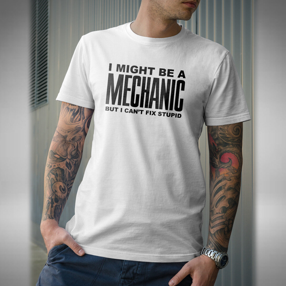 I Might Be A Mechanic Mens T-shirt Funny Work Joke Xmas Fix Stupid Birthday Gift