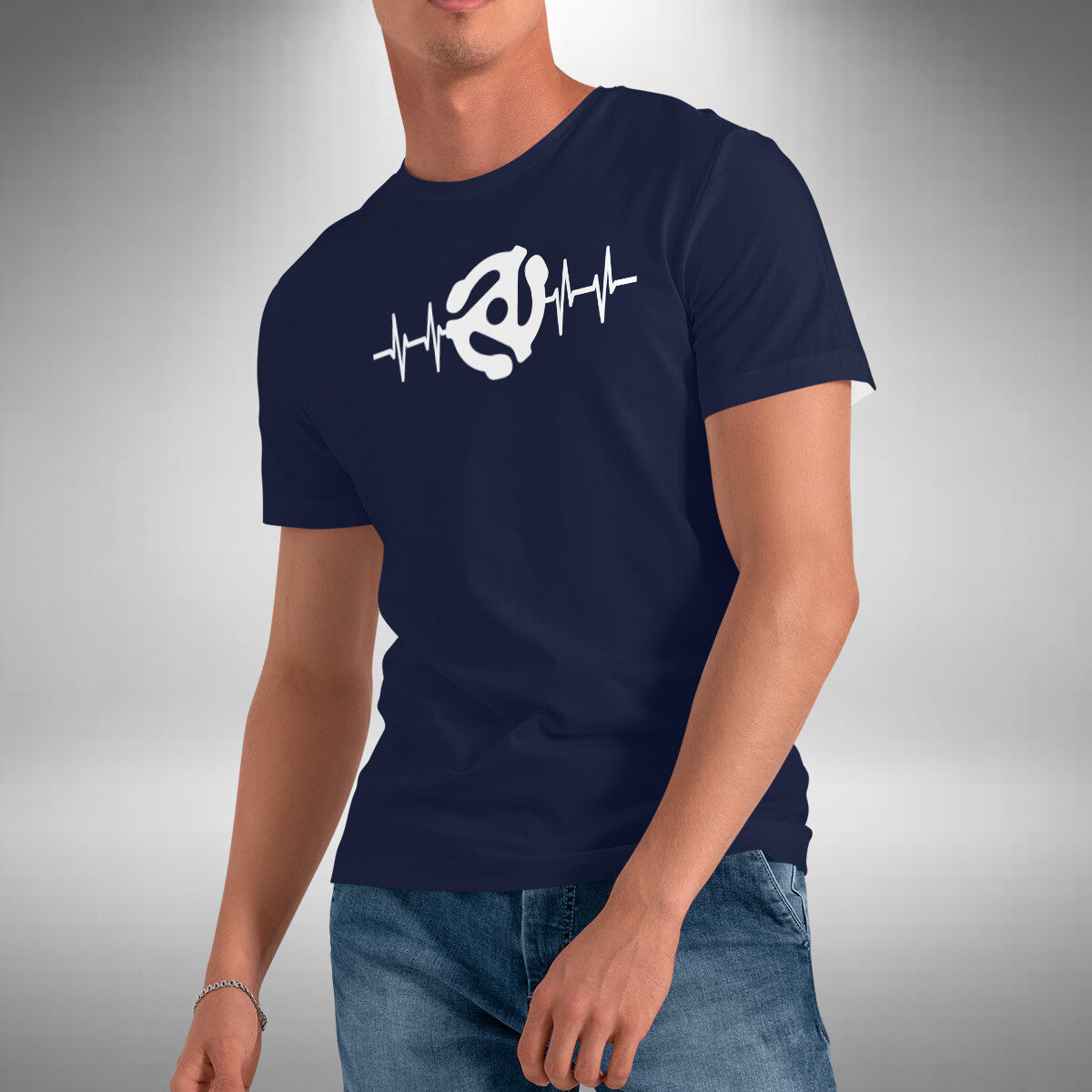 45 RPM Adapter Heartbeat T-Shirt - Music Record Spindle Vinyl